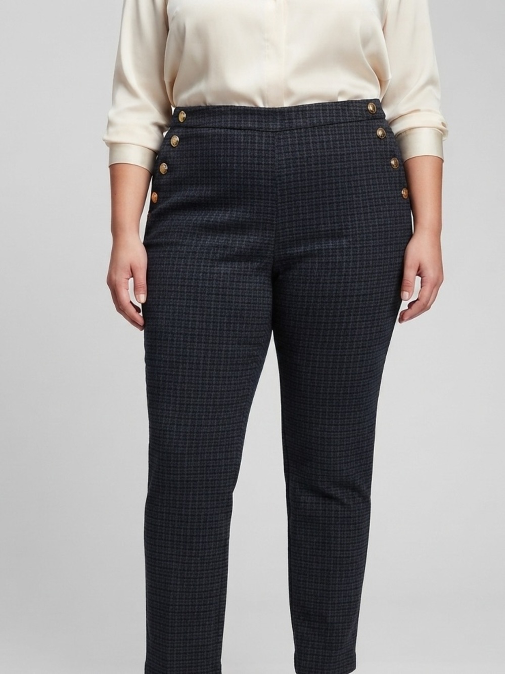 ZAC & RACHEL Black Gray Brown Tweed Button Waistband Detail Pants XL
